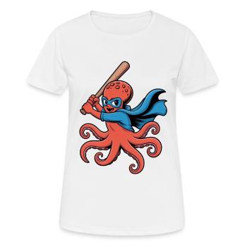 Baseball Octopus Superhero - T-shirt respirant Femme - blanc - Devant - AI Model Female 172 dark (172cm)