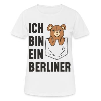 Un ours en peluche de poche effronté ! Je suis Berlinois - T-shirt respirant Femme - blanc - Devant - AI Model Female 172 dark (172cm)