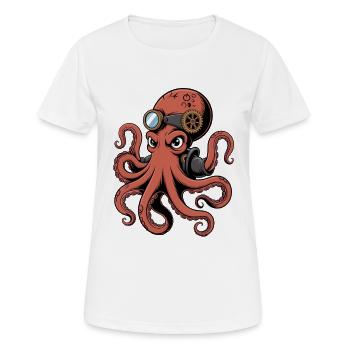 Pieuvre dans le style steampunk avec monocle - T-shirt respirant Femme - blanc - Devant - AI Model Female 172 dark (172cm)