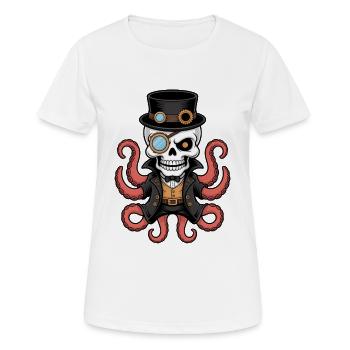 Pieuvre dans le style steampunk avec monocle - T-shirt respirant Femme - blanc - Devant - AI Model Female 172 dark (172cm)