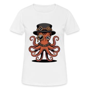Pieuvre dans le style steampunk avec monocle - T-shirt respirant Femme - blanc - Devant - AI Model Female 172 dark (172cm)