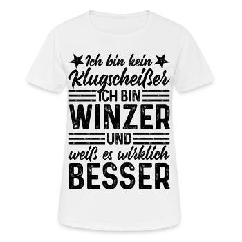 Winzer - Ich bin kein Klugscheißer - Frauen T-Shirt atmungsaktiv - Weiß - Vorne - AI Model Female 172 dark (172cm)