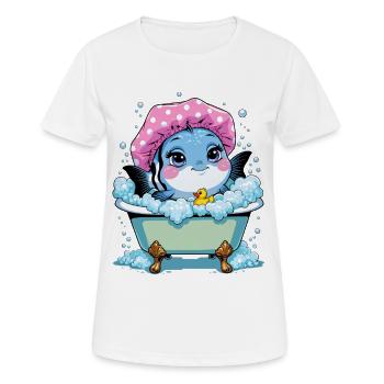 Poisson dans la baignoire rose - T-shirt respirant Femme - blanc - Devant - AI Model Female 172 dark (172cm)