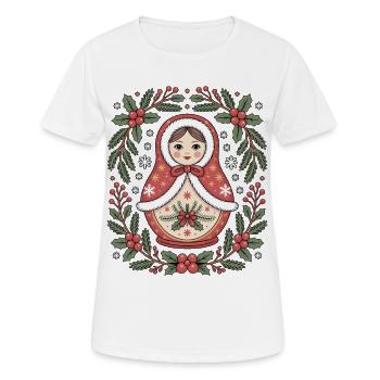 Matroschka Weihnachtspuppe - Frauen T-Shirt atmungsaktiv - Weiß - Vorne - AI Model Female 172 dark (172cm)