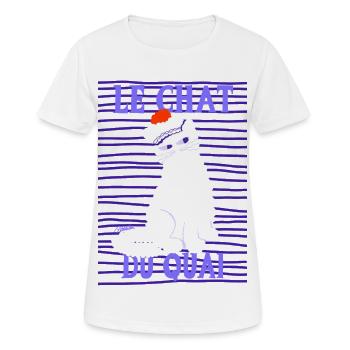 Weiße Katze vom Kai - Frauen T-Shirt atmungsaktiv - Weiß - Vorne - AI Model Female 172 dark (172cm)