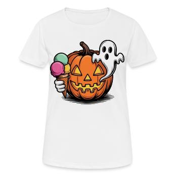 Kürbis und Gespenst mit Eiscreme Halloween - Women's Breathable T-Shirt - white - Front - AI Model Female 172 dark (172cm)