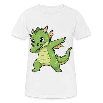 Lustiger Drache Dab Cartoon Design - Frauen T-Shirt atmungsaktiv - Weiß - Vorne - AI Model Female 172 dark (172cm)