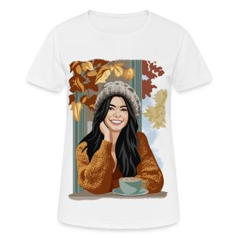 Autumn Coffee - Women's Breathable T-Shirt - white - Front - AI Model Female 172 dark (172cm)
