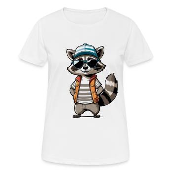 Waschbär Streetwear Outfit - Frauen T-Shirt atmungsaktiv - Weiß - Vorne - AI Model Female 172 dark (172cm)