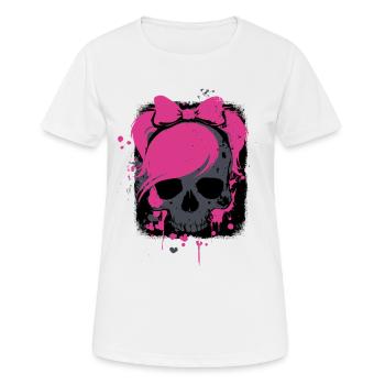 Crâne rose avec tresses et nœuds - T-shirt respirant Femme - blanc - Devant - AI Model Female 172 dark (172cm)