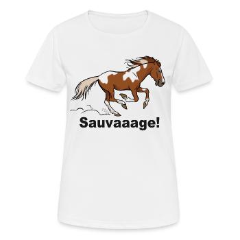 Cheval sauvage pie (pour textiles clairs) - T-shirt respirant Femme - blanc - Devant - AI Model Female 172 dark (172cm)