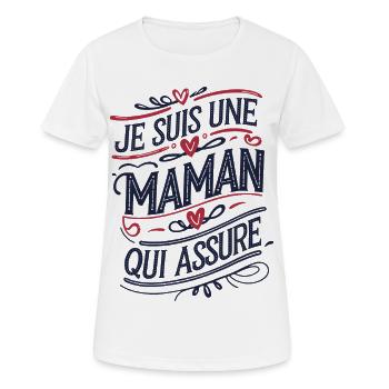 Ich bin eine Mutter, die versichert - Frauen T-Shirt atmungsaktiv - Weiß - Vorne - AI Model Female 172 dark (172cm)