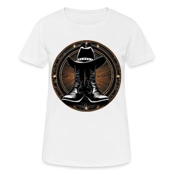 Cowboy Stiefel im Kreismuster - Frauen T-Shirt atmungsaktiv - Weiß - Vorne - AI Model Female 172 dark (172cm)