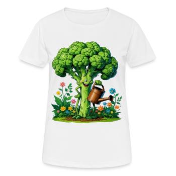 Fröhlicher Brokkoli Gärtner - Frauen T-Shirt atmungsaktiv - Weiß - Vorne - AI Model Female 172 dark (172cm)