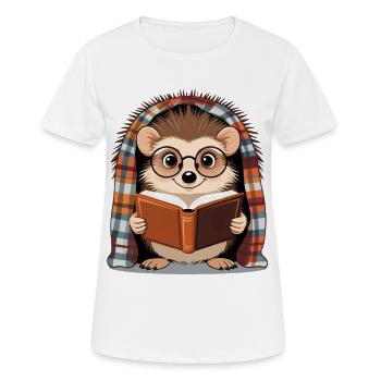 Hedgehog reads book under plaid - Women's Breathable T-Shirt - white - Front - AI Model Female 172 dark (172cm)