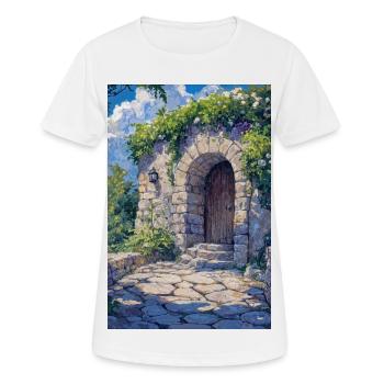 Blumiges Haus - Frauen T-Shirt atmungsaktiv - Weiß - Vorne - AI Model Female 172 dark (172cm)