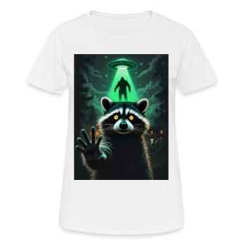 UFO Lichtstrahl und Wald Waschbär - Frauen T-Shirt atmungsaktiv - Weiß - Vorne - AI Model Female 172 dark (172cm)