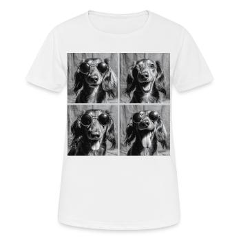Funny Dachshund Dog Retro Photo Booth - Women's Breathable T-Shirt - white - Front - AI Model Female 172 dark (172cm)