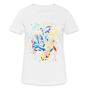 Saxophonist Großvater - Frauen T-Shirt atmungsaktiv - Weiß - Vorne - AI Model Female 172 dark (172cm)