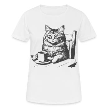 Katzenkaffee Moment - Frauen T-Shirt atmungsaktiv - Weiß - Vorne - AI Model Female 172 dark (172cm)