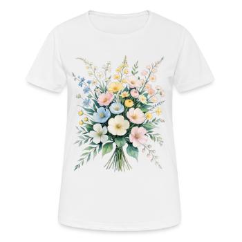 Bouquet Pastel Bouquet Aquarelle - T-shirt respirant Femme - blanc - Devant - AI Model Female 172 dark (172cm)