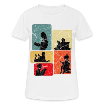Bücher Lesen, Leseratte - Frauen T-Shirt atmungsaktiv - Weiß - Vorne - AI Model Female 172 dark (172cm)