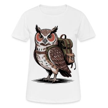 Hibou avec sac à dos - T-shirt respirant Femme - blanc - Devant - AI Model Female 172 dark (172cm)