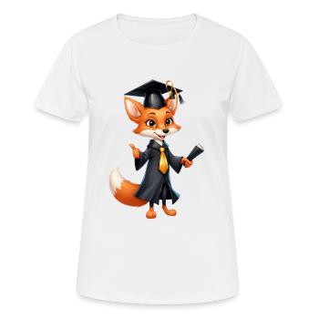 Abschlussfuchs mit Diplomhut - Frauen T-Shirt atmungsaktiv - Weiß - Vorne - AI Model Female 172 dark (172cm)