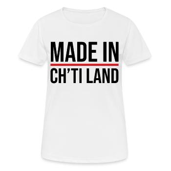 Made in Ch'ti land - T-shirt respirant Femme - blanc - Devant - AI Model Female 172 dark (172cm)