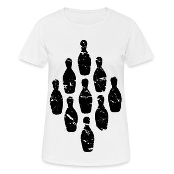 Kegeln Alle Neun Kegelbahn used look retro Party 9 - Frauen T-Shirt atmungsaktiv - Weiß - Vorne - AI Model Female 172 dark (172cm)