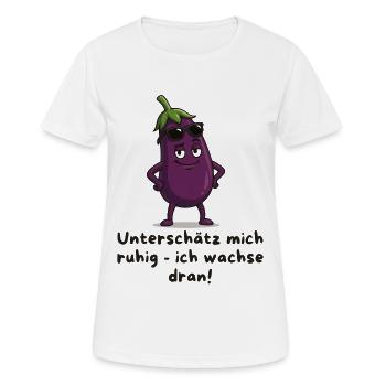 Aubergine - Sous-estime-moi caricature discrètement - T-shirt respirant Femme - blanc - Devant - AI Model Female 172 dark (172cm)