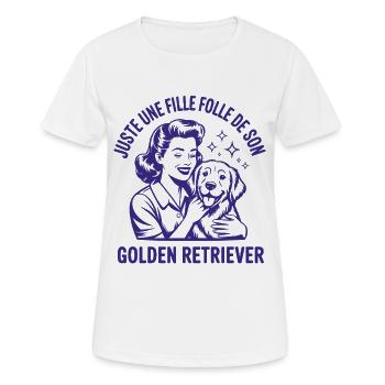 Juste une fille folle de son Golden Retriever - T-shirt respirant Femme - blanc - Devant - AI Model Female 172 dark (172cm)