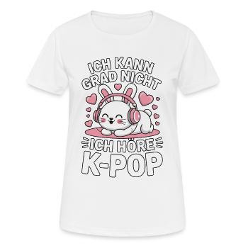 K-Pop Hörhase: Niedlicher Kopfhörer-Hase - Frauen T-Shirt atmungsaktiv - Weiß - Vorne - AI Model Female 172 dark (172cm)