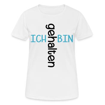 JE SUIS TENU DE FAIRE CONFIANCE À L’ÉGLISE - T-shirt respirant Femme - blanc - Devant - AI Model Female 172 dark (172cm)