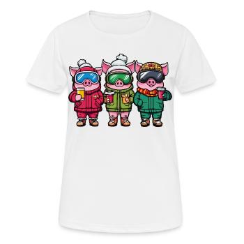 Ski Team Ferkel - Frauen T-Shirt atmungsaktiv - Weiß - Vorne - AI Model Female 172 dark (172cm)