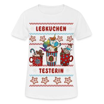Lebkuchen Testerin mit Einhorn Weihnachten - Frauen T-Shirt atmungsaktiv - Weiß - Vorne - AI Model Female 172 dark (172cm)