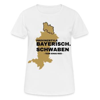Schwaben | DONAU-RIES - Frauen T-Shirt atmungsaktiv - Weiß - Vorne - AI Model Female 172 dark (172cm)