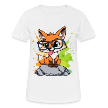 Spectacled fox on stone - Women's Breathable T-Shirt - white - Front - AI Model Female 172 dark (172cm)