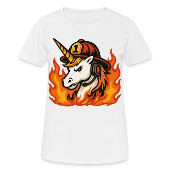 Pompier licorne enflammée - T-shirt respirant Femme - blanc - Devant - AI Model Female 172 dark (172cm)