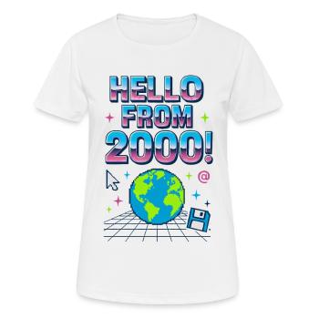 Bonjour des années 2000 Rétro Neon Earth - T-shirt respirant Femme - blanc - Devant - AI Model Female 172 dark (172cm)