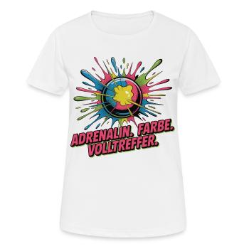 Adrenaline Paint Bull's Eye – Paintball Shirt - Women's Breathable T-Shirt - white - Front - AI Model Female 172 dark (172cm)