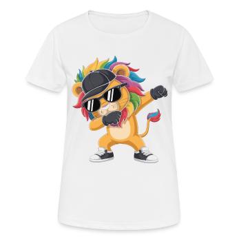 Dabbing Lion avec casquette – Roi Streetstyle coloré - T-shirt respirant Femme - blanc - Devant - AI Model Female 172 dark (172cm)
