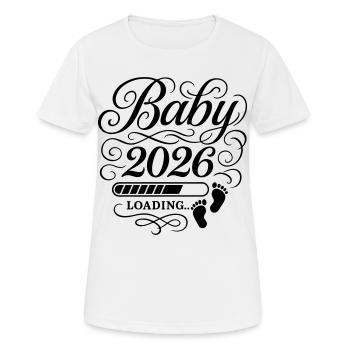 Baby 2026 Loading - Frauen T-Shirt atmungsaktiv - Weiß - Vorne - AI Model Female 172 dark (172cm)