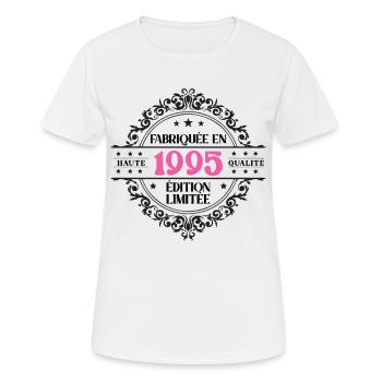 Hergestellt im Jahr 1995 Geburtstagsgeschenk Mädchen - Frauen T-Shirt atmungsaktiv - Weiß - Vorne - AI Model Female 172 dark (172cm)
