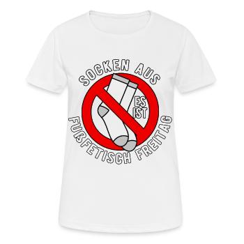 Keine Socken Erlaubt Schild Füße - Frauen T-Shirt atmungsaktiv - Weiß - Vorne - AI Model Female 172 dark (172cm)