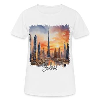 Aquarelle de Dubaï, Dubaï Émirats - T-shirt respirant Femme - blanc - Devant - AI Model Female 172 dark (172cm)