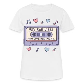 90s RnB Vibes Kassette – Retro Musik Nostalgie - Frauen T-Shirt atmungsaktiv - Weiß - Vorne - AI Model Female 172 dark (172cm)