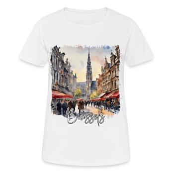 Aquarelle de Bruxelles, Bruxelles, Belgique - T-shirt respirant Femme - blanc - Devant - AI Model Female 172 dark (172cm)