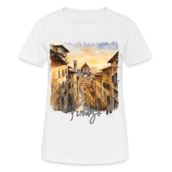 Aquarell von Florenz, Florenz Italien - Frauen T-Shirt atmungsaktiv - Weiß - Vorne - AI Model Female 172 dark (172cm)