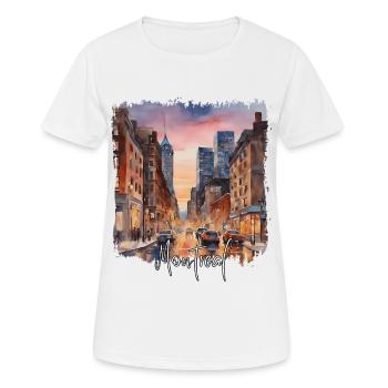 Aquarelle de Montréal, j’adore Montréal - T-shirt respirant Femme - blanc - Devant - AI Model Female 172 dark (172cm)